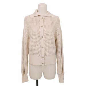 Rachel Zoe Button Front Cotton Cardigan Oatmeal Beige Sz Small